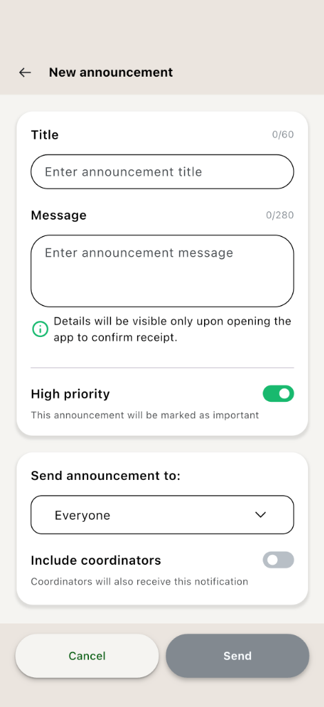 Real-time Announcements